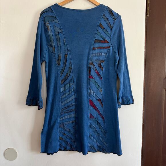 PARSLEY & SAGE | Blue Cotton Jersey Tunic Dress Artwear Art to wear | Large - Picture 2 of 7